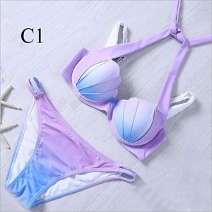 Hete Zomer Zeemeermin Bikini Westerse Stijl Vrouwen Bikini Gradiënt Helling Kleur Sexy Shell Badpak Lage Taille Badpak