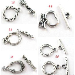 100 Set / Parts Antique Silver Zinc Alloy Connector Toggle Clasps DIY-accessoires 5 stijlen Fit Armbanden