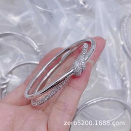 Tiffay – bracelet à nœuds série Tknot edge, version haute, avec diamant, or rose 18 carats, mode, argent 925, AX4Q