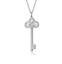Hot tiffay Iris Flower Key Necklace Plata de ley 925 chapada en oro de 18 k Pedigree Home Set con cadena de collar colgante de alta edición de diamantes completos UXIA
