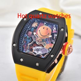 Nuevo Hot RI-MI Relojes deportivos de lujo para hombre Reloj de marca de diseñador Reloj de pulsera de cuarzo con esfera sonriente popular para hombre Correa de silicona de moda multicolor