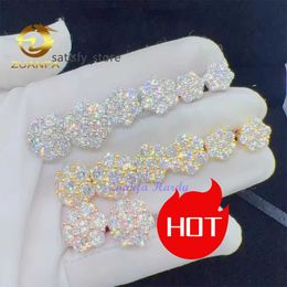 Hot Top Selling Pass Diamond Tester Fijne sieraden 925 Zilver 8mm 12 mm 15 mm Bloemoorbellen VVS Moissanite Stud -oorbellen