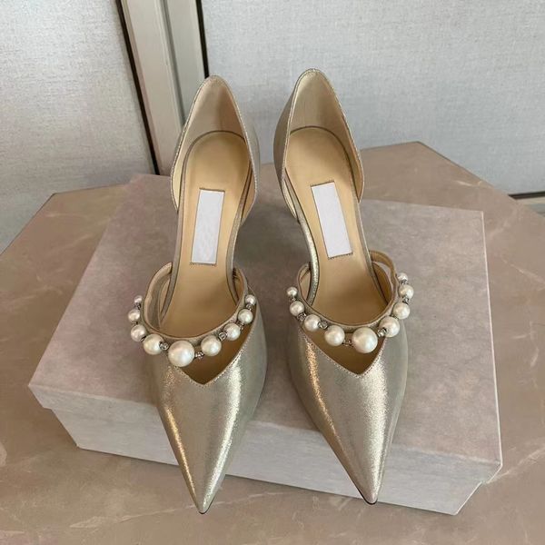 Hot Top printemps chaussures d'été talons hauts cristaux bout pointu pompes en maille femme chaussures de mariage plus récent 2023 noir blanc 4 styles chaussures habillées célébrité correspondant