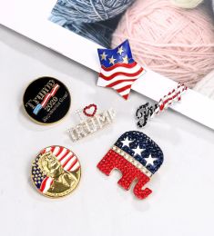 Hot Trump Brooch American IC Republican Election Diamond Pin Trump Election Commémorative Badge WY115555554005 LL