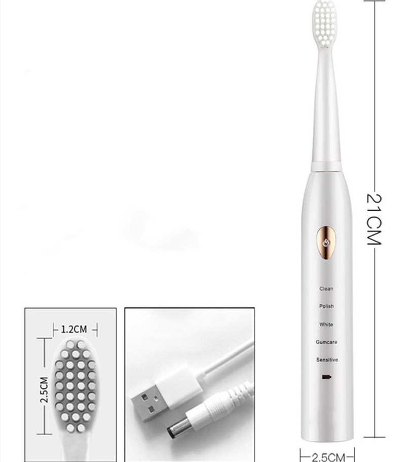 ホット超音波ソニックエレクトリック歯ブラシ充電式歯ブラシ2分のタイマー歯ブラシ4PCS交換ヘッドと小売ボックスドロップシッピング