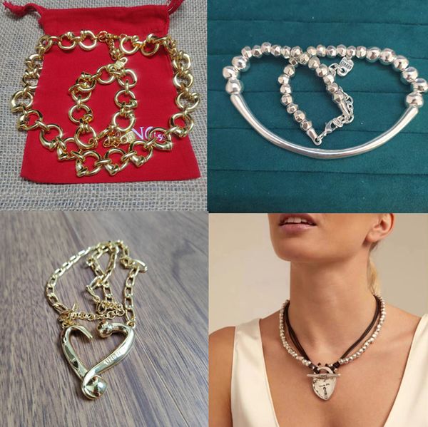 HOT UNOde50 Colliers de créateurs pour femmes personnalisés fiers chaîne cubaine de haute qualité plaqué argent 925 bijoux de couple cadeau avec chaînes de collier en cuir à motif ondulé