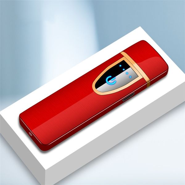 Encendedores recargables USB, encendedor electrónico sin llama, interruptor de pantalla táctil, encendedor colorido a prueba de viento 9054