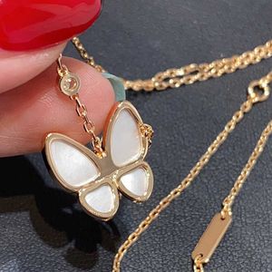 Hot v Gold High Version Butterfly Natural White Fritillaria ketting voor vrouwen dik vergulde 18k rozenhanger met kraagketen met logo