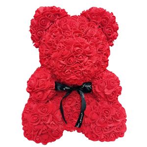 Hot Valentijnsdag Gift 25cm Red Rose Teddy Bear Rose Flower Artificial Decoration Christmas Gifts Women Valentines Gift