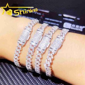 Hot Vvs Moissanite Cuban Bracelet Pass Diamond Tester Silver Hip 6mm 8mm Iced Out KOYT