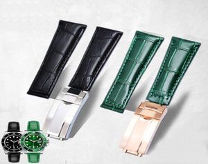 Hot Watch Bands Crocodile graan lederen gebreide band 20mm horloge -accessoires voor riemonderzeeërs groen zwart water ghost5346607