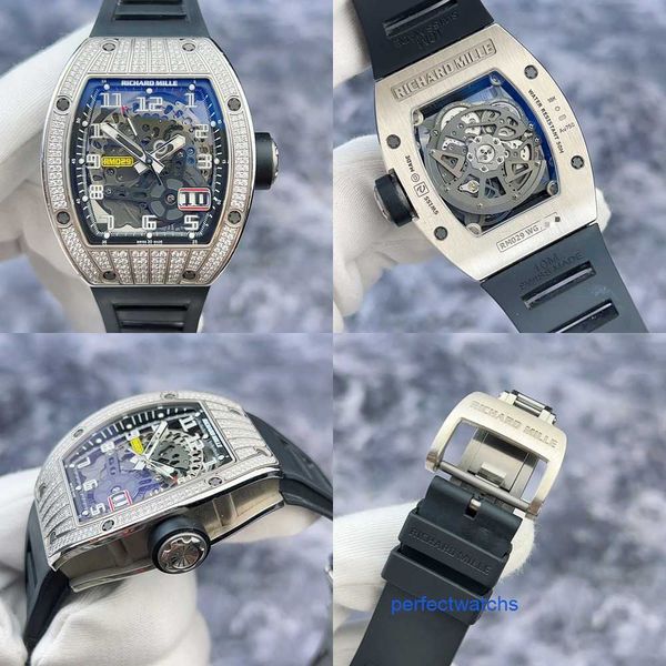 Reloj caliente Reloj RM Reloj icónico Reloj para hombre RM029 WG Esfera hueca Oro blanco de 18 quilates Diamante original Reloj mecánico automático para hombre