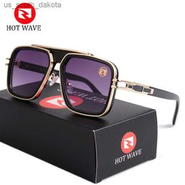 HOT WAVE bleu miroir lunettes de soleil hommes UV Ray lentille lunettes Vintage mode carré hommes lunettes de soleil 95885 L230523