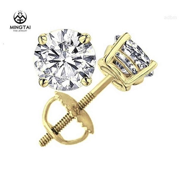 Hot en gros dames uniques petites boucles d'oreilles de goujons de saut de Moissanite en or brillant 14k 18 km