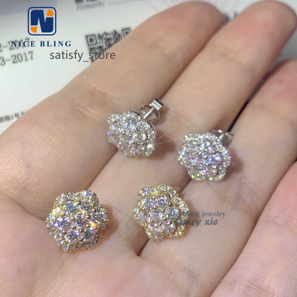 Hot en gros, dames uniques petites fantaisie brillante 10k Gol Diamond Moisanite Mois d'oreille Boucles d'oreilles