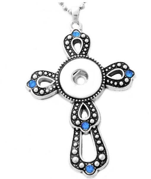 Chaude En Gros Nouvelle Conception Chaîne En Acier Inoxydable Date Crucifix Chrétien Croix Noosa Chunks Pendentif Colliers Fit Rivca Snaps Bijoux