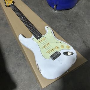 Nieuwe Ruins elektrische gitaar Milk White, Green Guard, gratis verzending groot- en detailhandel