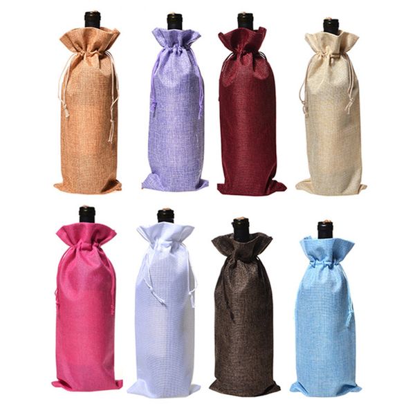 chaud Bouteille De Vin Couvre Champagne Vin Emballage Cadeau Sacs Sac De Jute De Noël Dîner De Mariage Porte-gobelet Décorations De Noël 2000pcs T2I5433