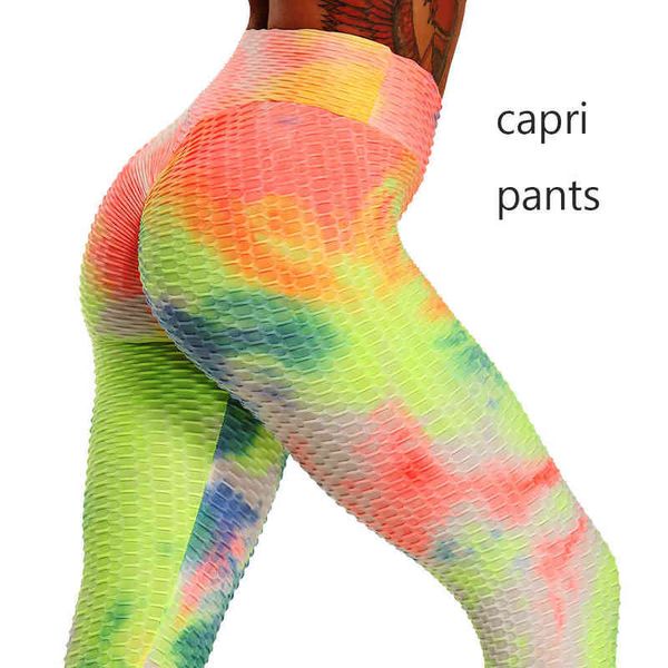 Hot Women Capri Yoga Pantalones Sexy Sport Leggings Scrunch Tight Mights Gym Ejercicio High Cintura Fitness Corriendo Pantalones Atléticos H1221