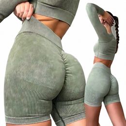 Femmes chaudes Yoga Shorts taille haute Shorts d'entraînement Fitn Yoga Lift Butt Fitn dames Yoga Gym course pantalons courts vêtements de sport 63vY #