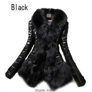 Hot Womens Faux Fur Coat en cuir en cuir Extérieur Sangue Suit à manches longues Jack