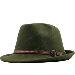 Warme wol vrouwen mannen fedora hoed voor winter herfst elegante dame gangster trilby vilt homburg kerk jazz hoed 55-58cm verstelbaar