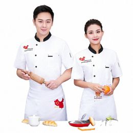 Hotel Chef Uniform Korte Mouw Plus-Sized Plus-Sized Catering Chef Overalls Korte Mouw Zomer Dunne Rug Keuken kleding U1Km #