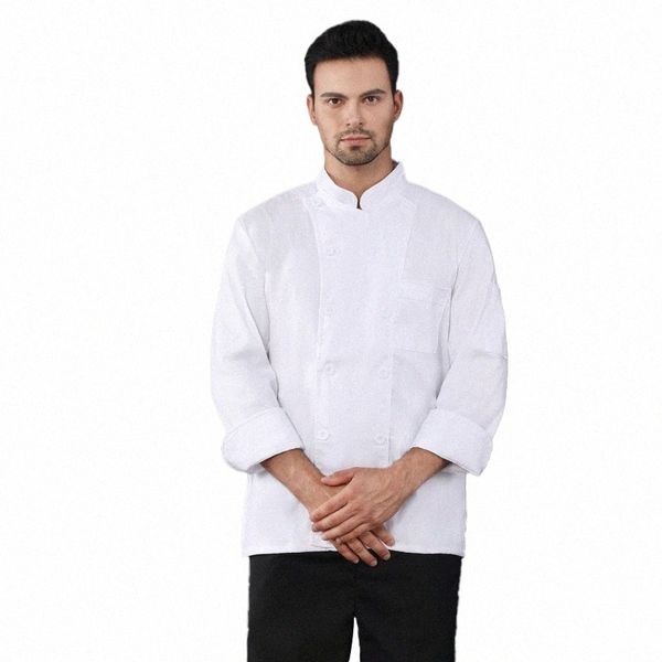 Hotel Chef Uniformes Restaurante Chaquetas de cocina Camisas de cocinero de alta calidad para hombres LG Manga Panadería Café Camarero Ropa de trabajo Tops N4up #