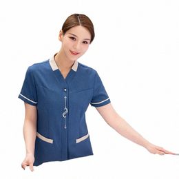 Hôtel Nettoyage Vêtements de travail Vêtements d'été à manches courtes Costume pour femmes Propriété Étage Hôtel Chambre Cleaner Tante AP Uniforme K2Vj #