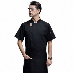 Uniforme de Chef d'hôtel haut de gamme, vêtements de travail à manches courtes pour hommes et femmes, pâtisserie de printemps et d'été, cuisine de Restaurant Din 082e #