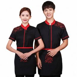 Hôtel Restaurant Serveur Salopette À Manches Courtes Restauration Chinoise Serveur Uniforme Maison De Thé Waitr Uniforme Service Alimentaire Outfit 90 09o7 #