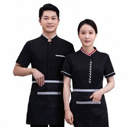 Serveur d'hôtel à manches courtes Restauration Teahouse Vêtements de travail Restaurant chinois Uniforme de serveur Uniformes de maison de thé d'été Y3g5 #