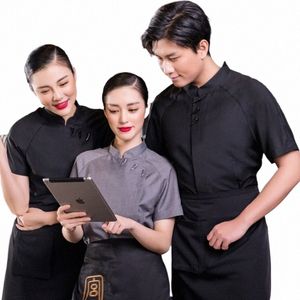 Hôtel Serveur Workwear Summer Women's Water Bar Café Vêtements Style japonais Kabob Hot Pot Restaurant Uniforme Veste pour hommes Q2rw #