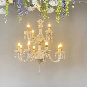 Lampes de mariage d'hôtel lustre pas cher nouveau mariage cristal or lustre décoration accessoires forgé plafond décoration 225