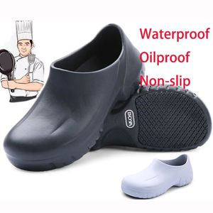 Chaussures de Chef blanches d'hôtel, pantoufles antidérapantes pour cuisinier de Restaurant, travail de cuisine, résistantes à l'huile et à l'eau pour chaussures de sécurité plates