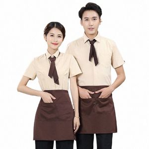 Hôtel Vêtements de travail Hommes et femmes Café à manches courtes Serveur Uniforme + Avril Set Western Restaurant Fi Vêtements de travail Ventes L8UF #