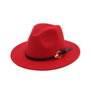 Hotnew Mode-top hoeden voor mannen vrouwen elegante mode vilt fedora hoed band brede vlakke rand jazz hoeden stijlvolle trilby panama capswcw108