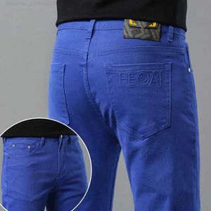 Hots designer jeans Summer New Jeans for Men Light Luxury Korean Edition Thin Elastic Feet Slim Fit Cotton Bullet Personnalisé Blue Monster