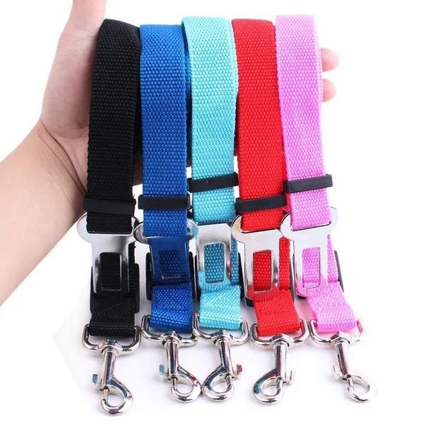 Hots Sale 6 colores pug dog Cat Dog Car Safety Seat Belt Arnés Ajustable Pet Puppy Pup Hound Vehículo Cinturón de seguridad Correa de plomo para perros 500pcs