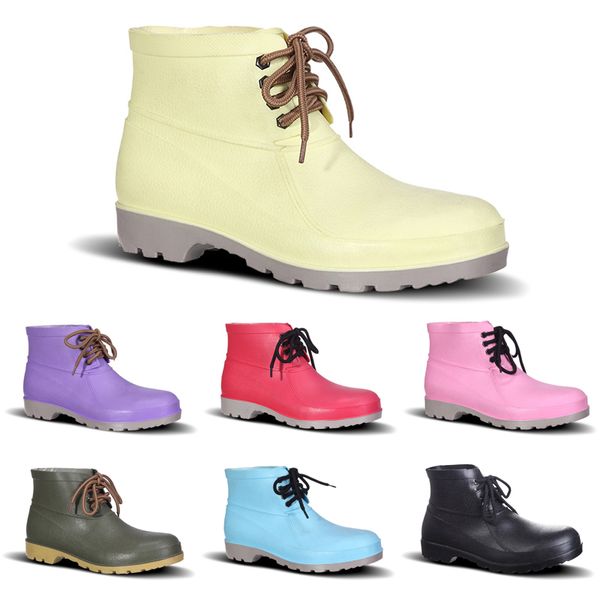Hotsale 2020 hommes bottes de pluie faible assurance du travail chaussures de mineur conception sans marque embout en acier noir jaune rose rouge violet vert foncé 38-44