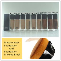 Hotsale 35ML SPF Foundation, Studio Fix Fluid Face-Foundation con pincel de maquillaje Flat Top Kabuki Hexagon Face Blush Liquid Powder Brushes para un polvo impecable