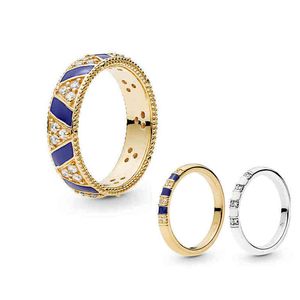 Hotsale 925 sterling sier oro piedras preciosas exóticas y anillo de rayas azules ladi joyería