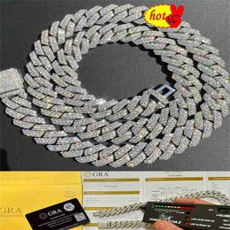 Designer Jewelry Hotsale Custom Pass Diamond Tester Vvs Moissanite Chaîne Cubaine Collier Glacé Hip Hop 925 Argent Cubain Lien Chaîne Bracelet Hommes Bijoux