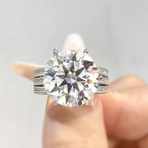 Hotsale Diamond Passed Tester Moissanite Ring 925 sterling zilver 5CT 10CT Grote Moissanite Ringen voor Mannen Vrouwen Bruidsverlovingssieraden Cadeau Maat 6-10