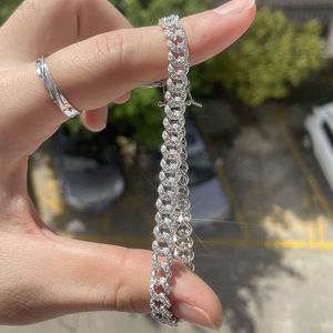 Hotsale mode sieraden armband klein formaat 6 mm brede 925 zilveren armband set d kleur moissaniet diamant cuban link ketting