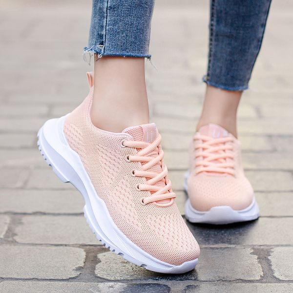 Hotsale Fly Femmes Chaussures De Course Légères Casual Noir Blanc Rose Mesh Dames Femmes Sport Baskets Baskets En Plein Air Jogging Marche Taille 36-40