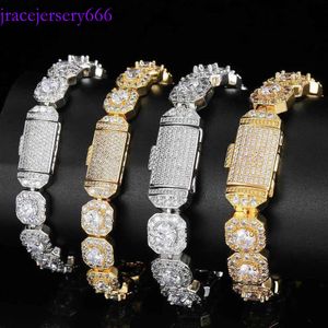 Hotsale hiphop sieraden Men 10mm Flip Cover Iced Out Vvs Moissanite Diamond Bracelet Sier Bling Rock Candy Tennis Chain for Women