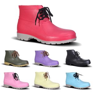 Hotsale Heren Regenlaarzen Lage Labor Insurance Miner Shoes No-Merk Design Steel Teen Cap Zwart Geel Roze Rood Paars Donkergroen 38-44