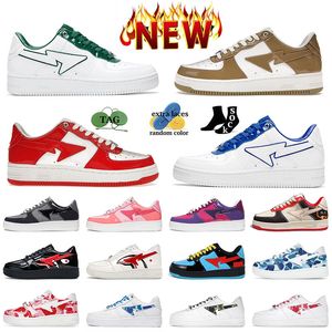 Hotsale Hommes Femmes Bapestass Designer Chaussures Shark Noir Blanc STA SK8 Low Nostalgique ABC Camo Brevet En Cuir Octopus Camouflage Bapestaly Baskets De Sport Baskets