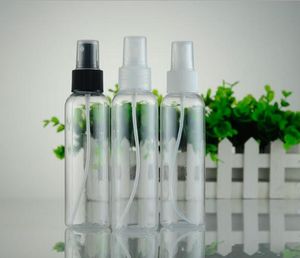 Hotsale quity vide Transparent 100 ml/120 ml vaporisateur blanc haut arrosoir flacons en plastique PET bouteilles d'emballage cosmétiques